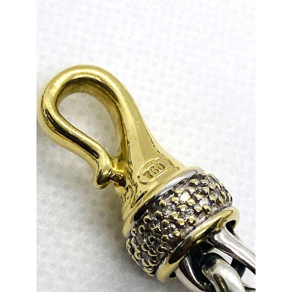 David Yurman Sterling Silver 925 18K 750 Diamond Wheat Necklace 98 Grams! - Picture 7 of 11